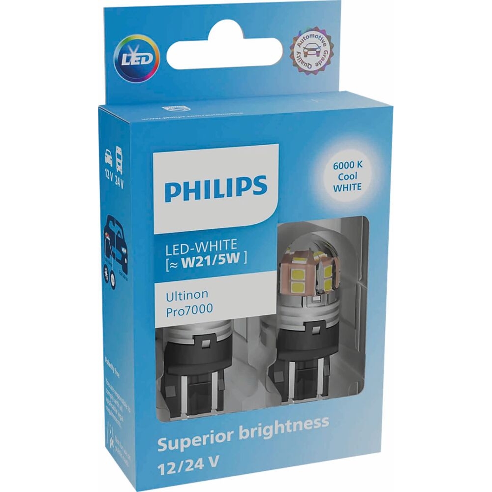 Ampoule STOP 12V W21/5W LED 6000K - lot de 2 pcs PHILIPS - 78083