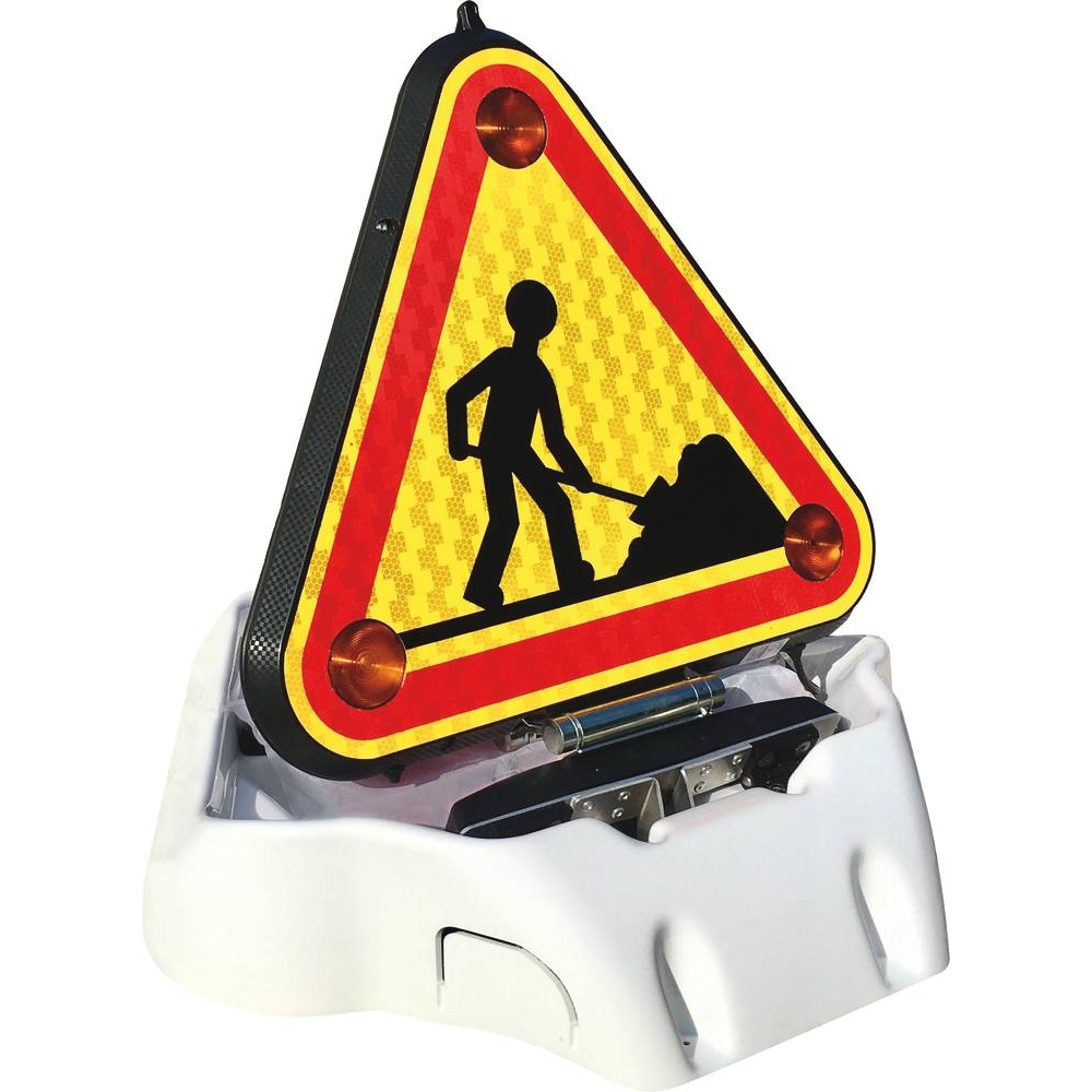 Triangle triflash &agrave; LED class 2 double face 500mm polycarbonate avec relevage &eacute;lectrique CEA - 79305