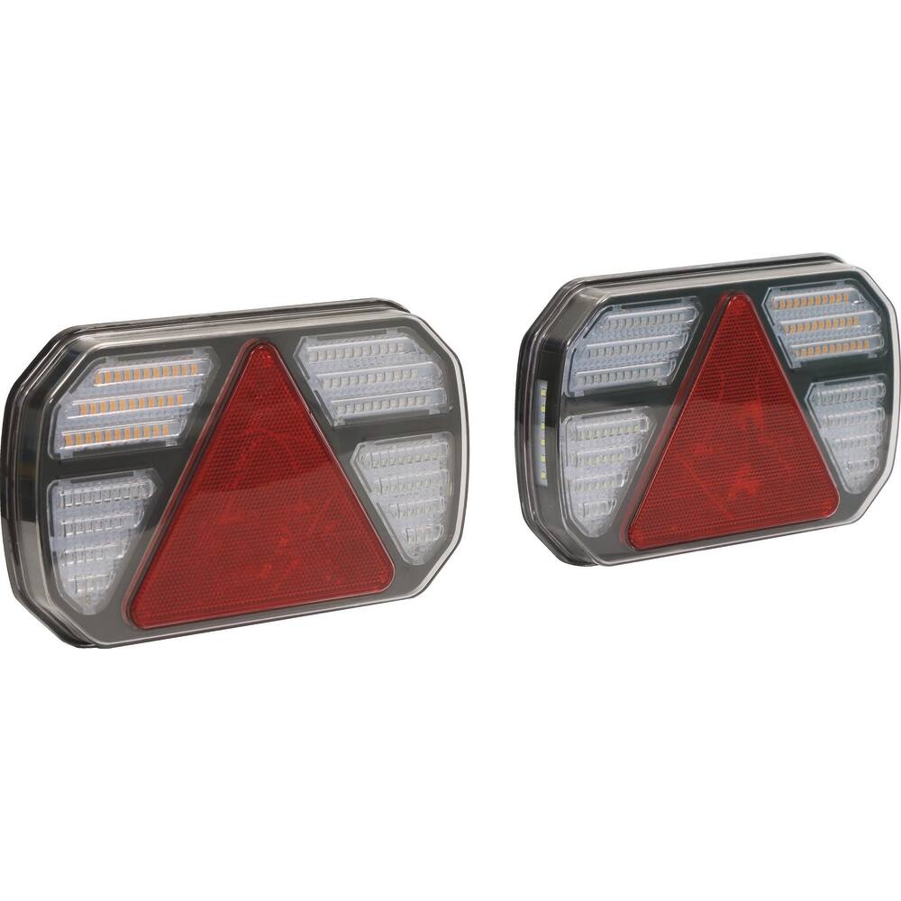 Feu arrière rectangle LED 12V 7 fonctions 245x150mm - lot droit et gauche SODIFLASH - 79582