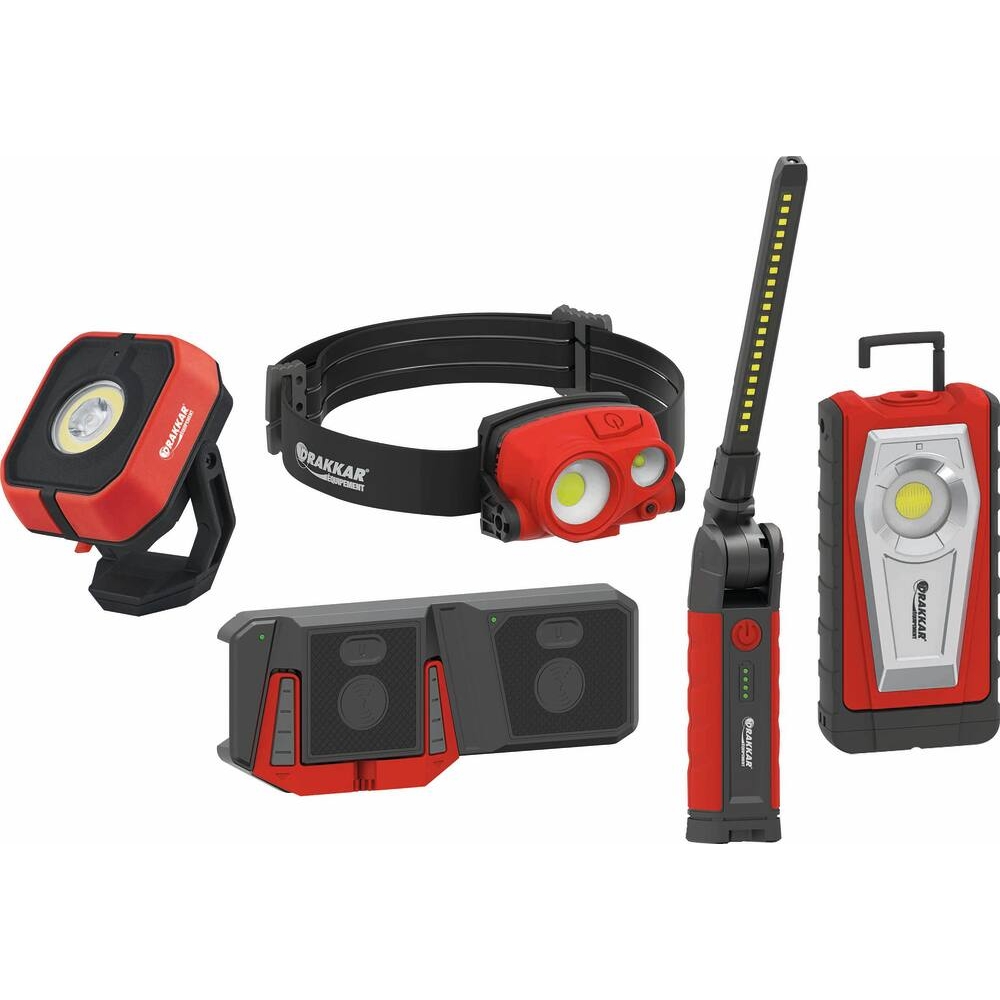 Pack éclairage à induction - Lampe de poche carrée, lampe de poche, lampe frontale, baladeuse et chargeur DRAKKAR - 82389