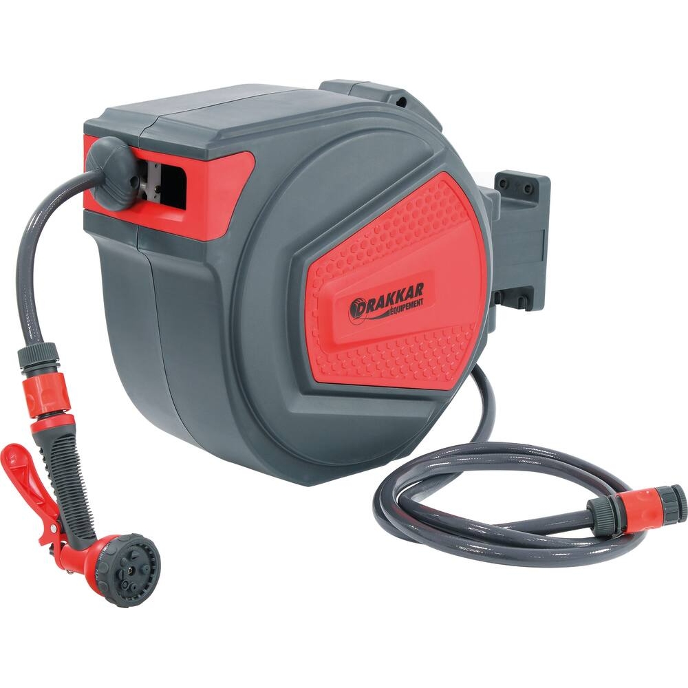 Enrouleur automatique de tuyau d'eau 20m + 2m &Oslash; 11mm DRAKKAR - 83205