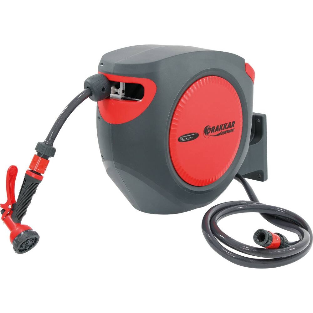 Enrouleur automatique de tuyau d'eau 15m + 2m Ø 14mm DRAKKAR - 83210
