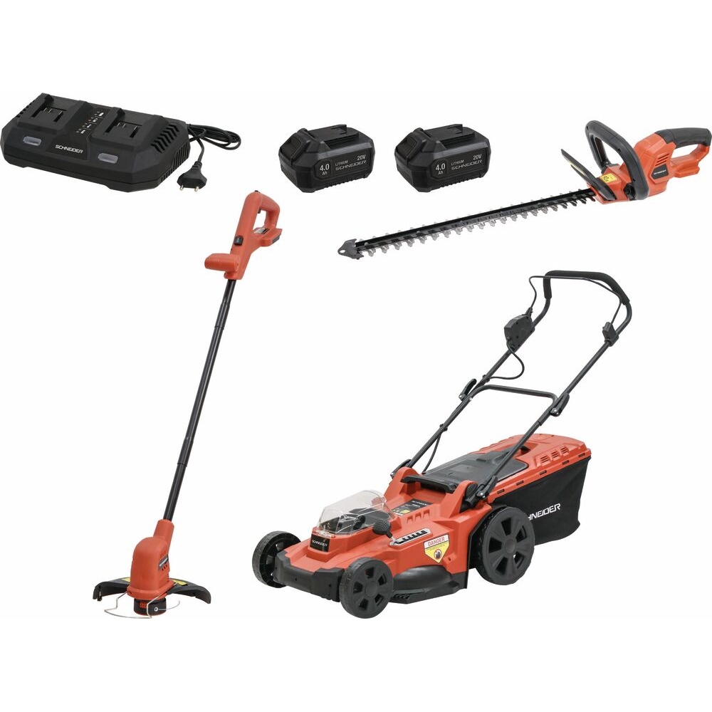 Pack 20V tondeuse, taille haie, coupe-bordure - 2 batteries Li-ion SCHNEIDER ELECTRO - 83589