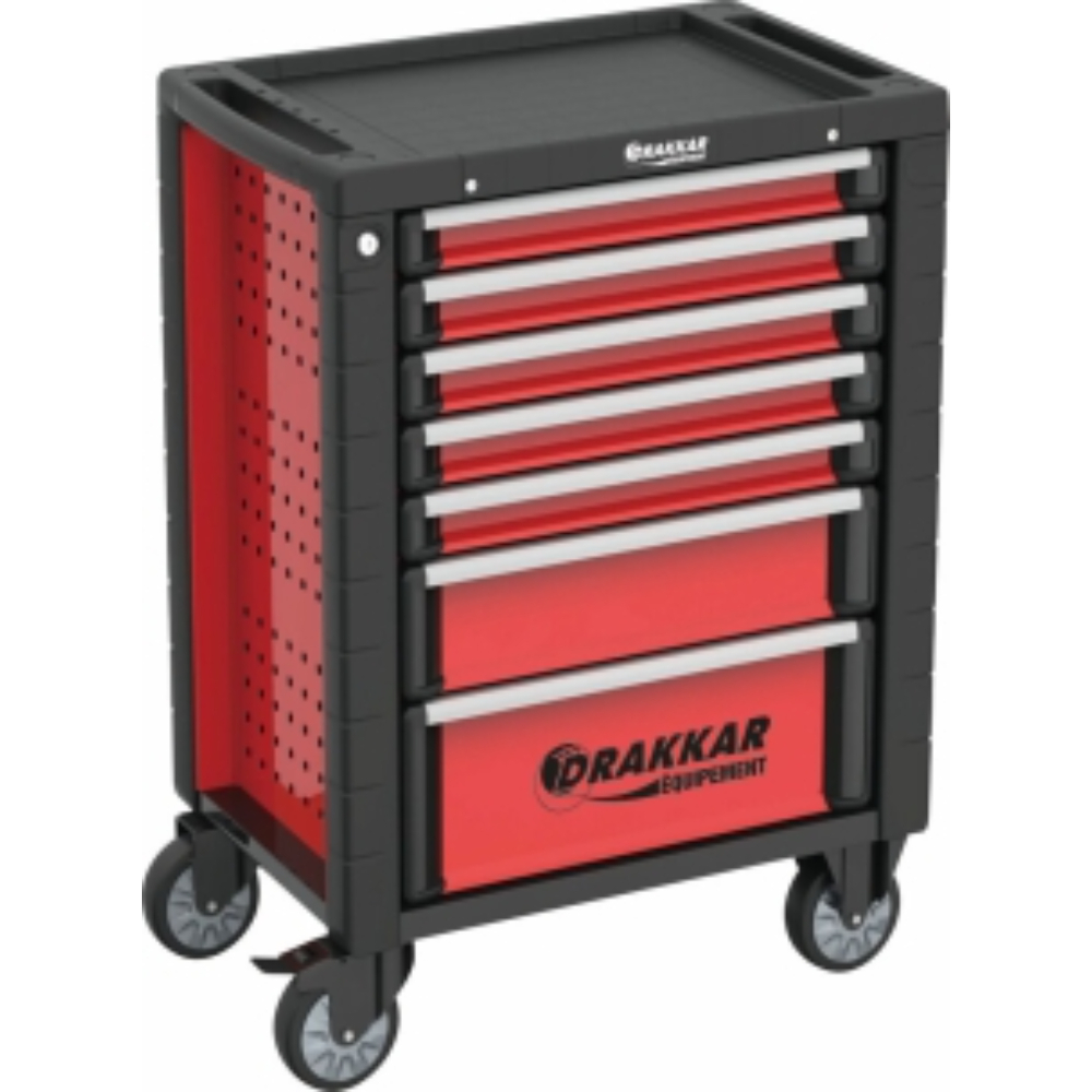 Servante d'atelier 7 tiroirs composée de 176 outils - modules finition carbone - DRAKKAR - 83880