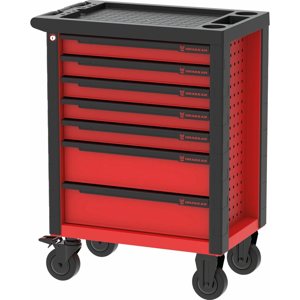 Servante d'atelier 7 tiroirs composée de 176 outils - modules finition carbone DRAKKAR TOOLS - 83882