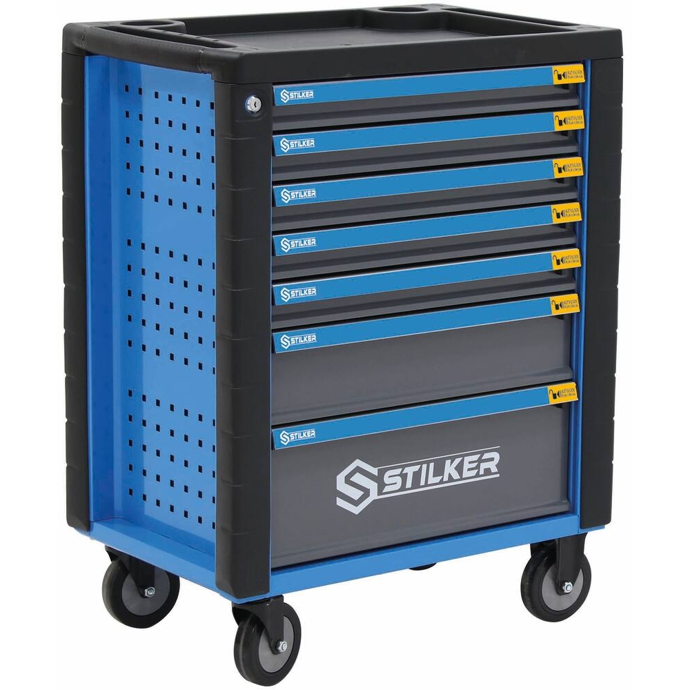 Servante d'atelier 7 tiroirs compos&eacute;e de 147 outils - modules mousse STILKER - 83932