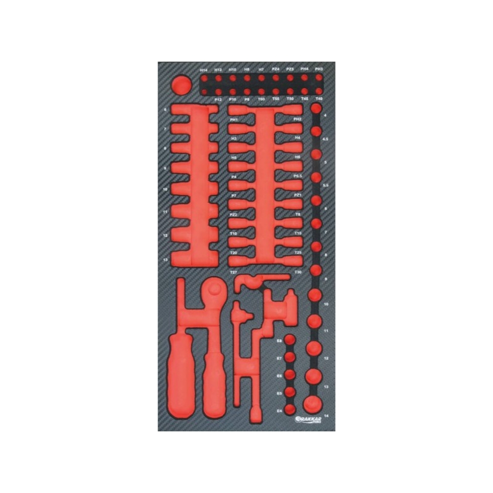 Module mousse DRAKKAR vide - finition carbone pour douilles 1/4