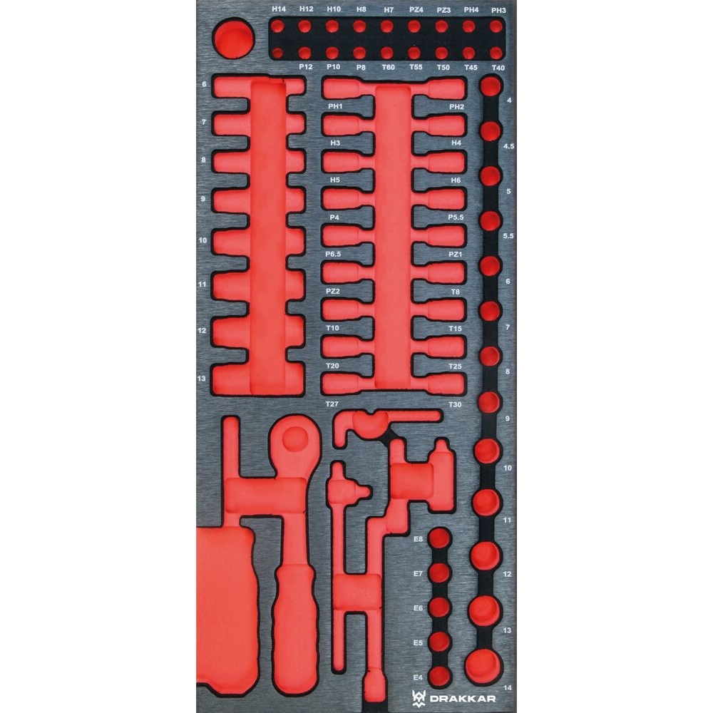 Module mousse vide - finition métal pour douilles 1/4