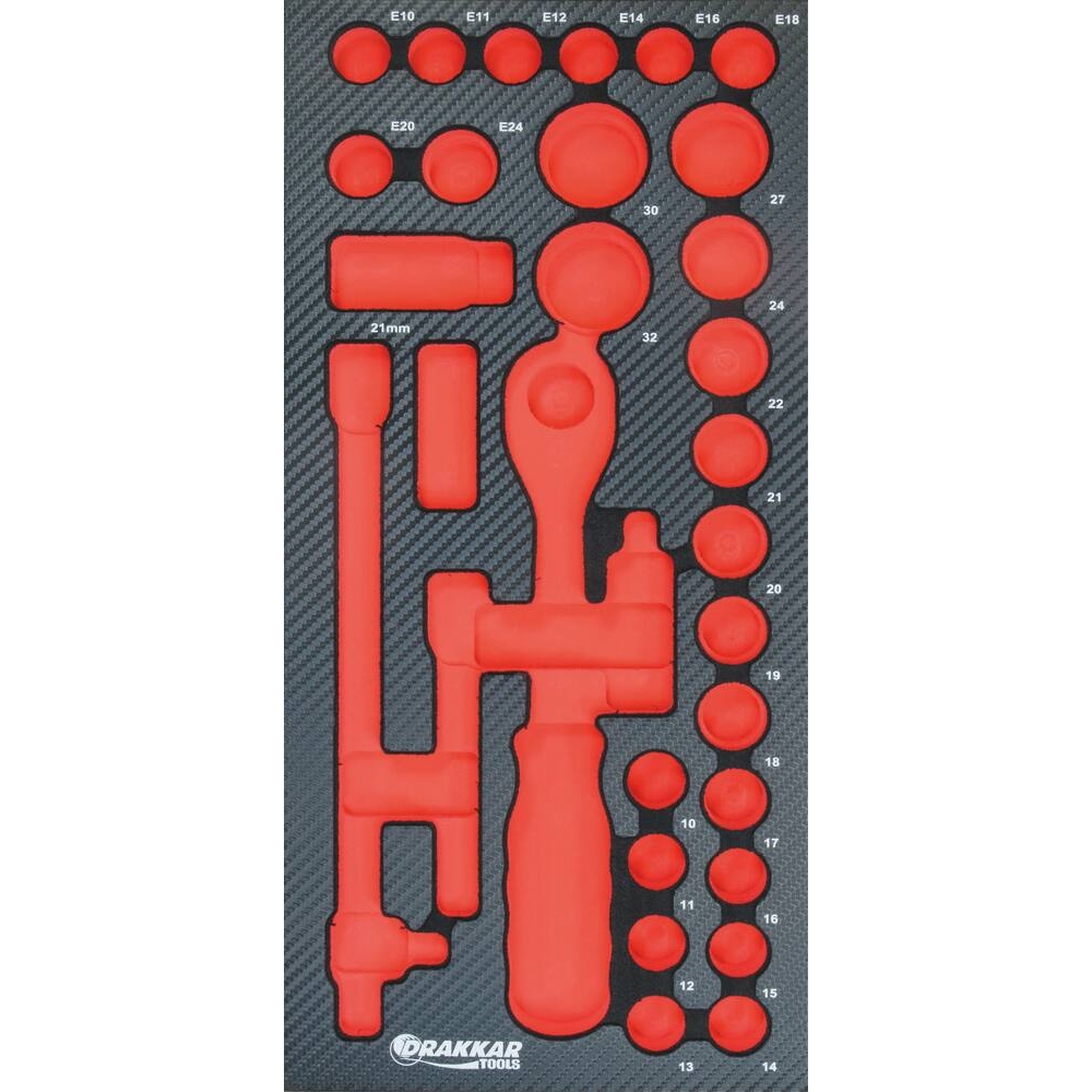 Module mousse vide - finition carbone pour douilles 1/2