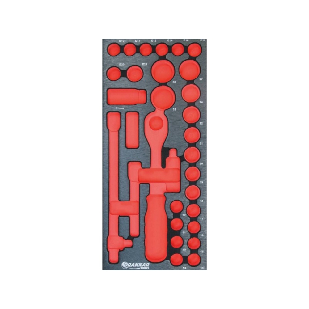 Module mousse DRAKKAR vide - finition métal pour douilles 1/2