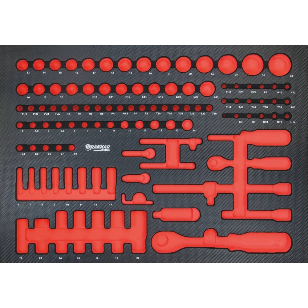 Module mousse vide - finition carbone pour douilles 1/4’’ et 1/2’’ DRAKKAR TOOLS - 84221