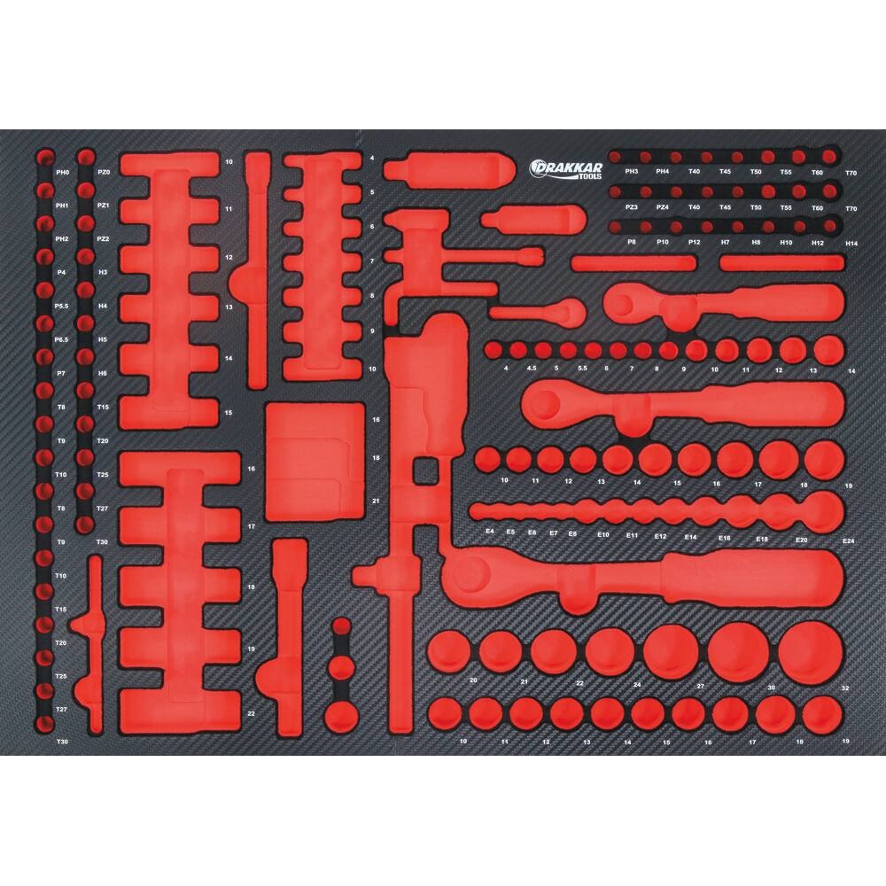 Module mousse vide - finition carbone pour douilles 1/4