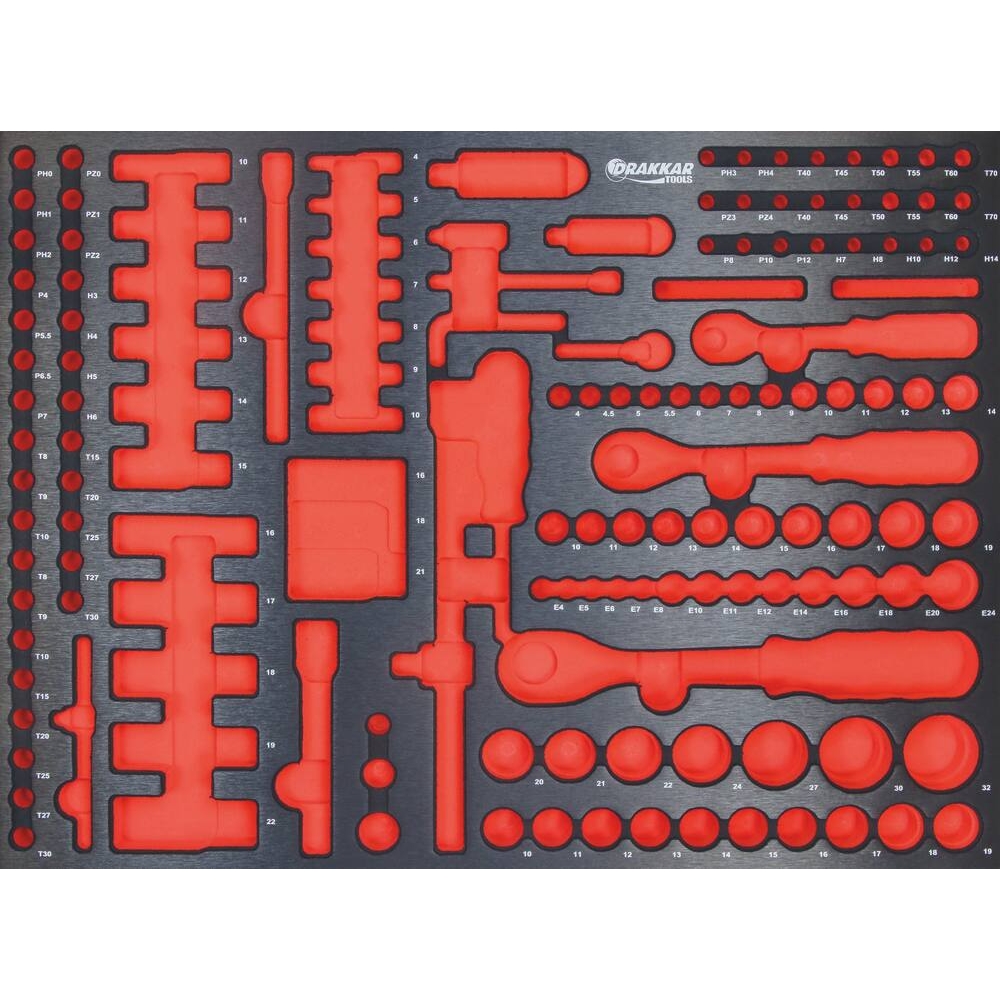 Module mousse 534x395mm métal vide pour douilles 1/4