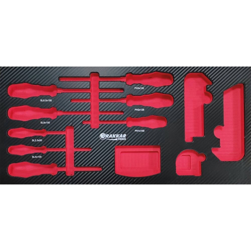 Module mousse vide - finition carbone pour tournevis et clés coudées - pour coffre - DRAKKAR TOOLS - 84235