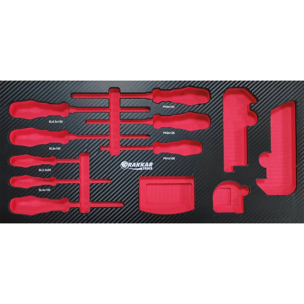 Module mousse vide - finition carbone pour tournevis et clés coudées - pour coffre DRAKKAR TOOLS - 84235