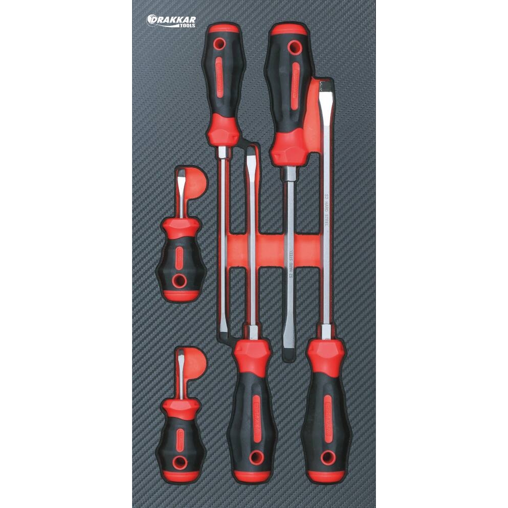 Module mousse 402x189mm carbone tournevis plat - 6 pcs DRAKKAR TOOLS - 84255