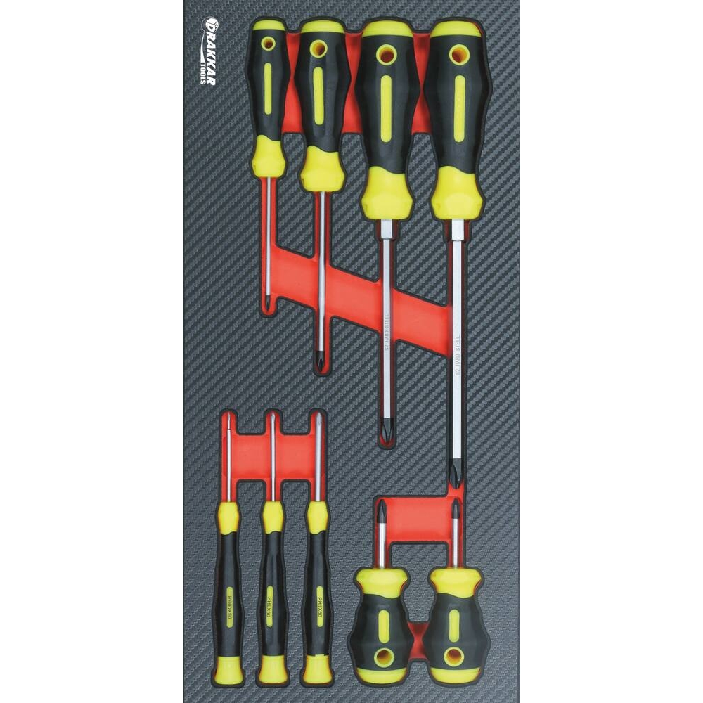 Module mousse 402x189mm carbone tournevis Phillips - 9 pcs DRAKKAR TOOLS - 84257