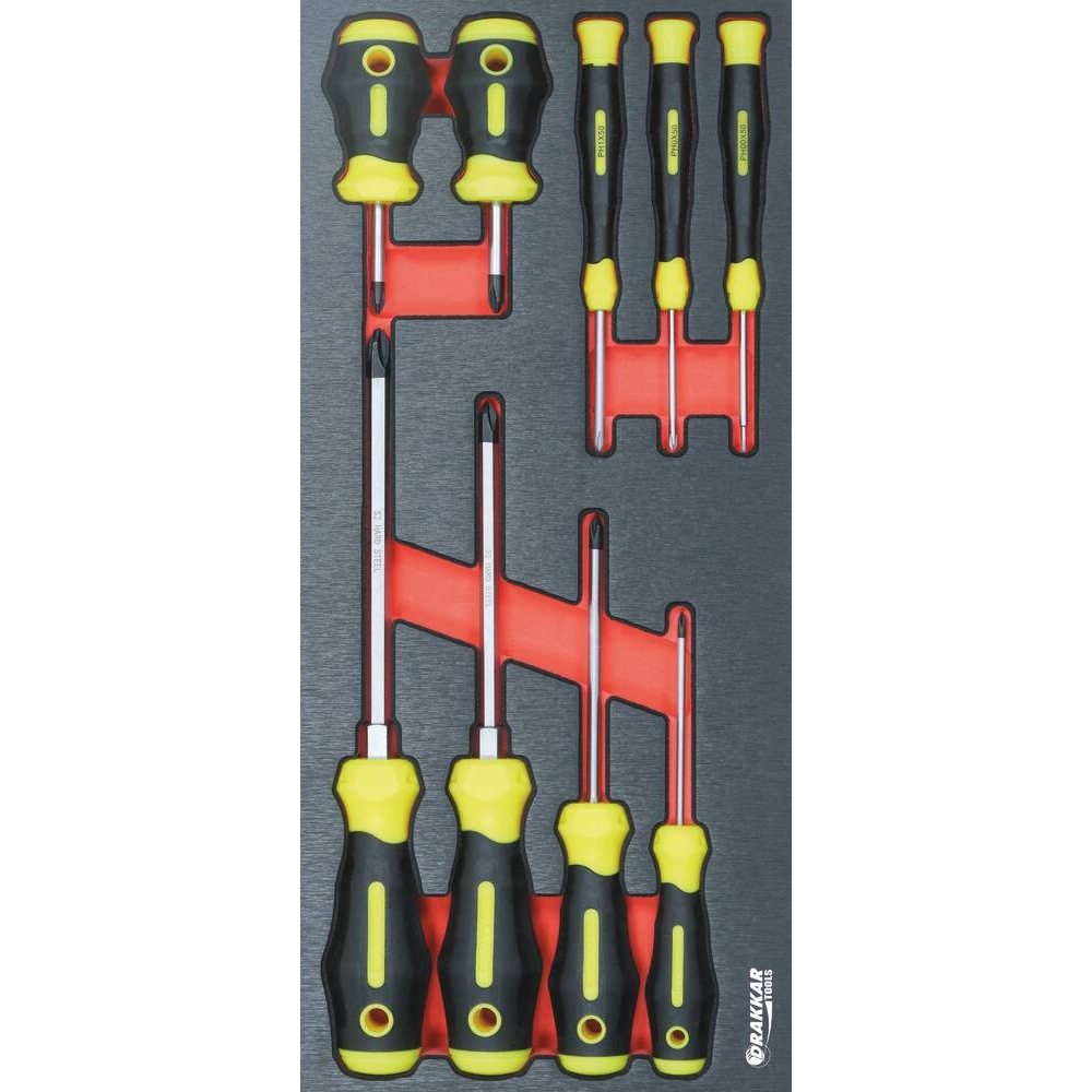 Module mousse 395x178mm métal tournevis Phillips - 9 pcs DRAKKAR TOOLS - 84258