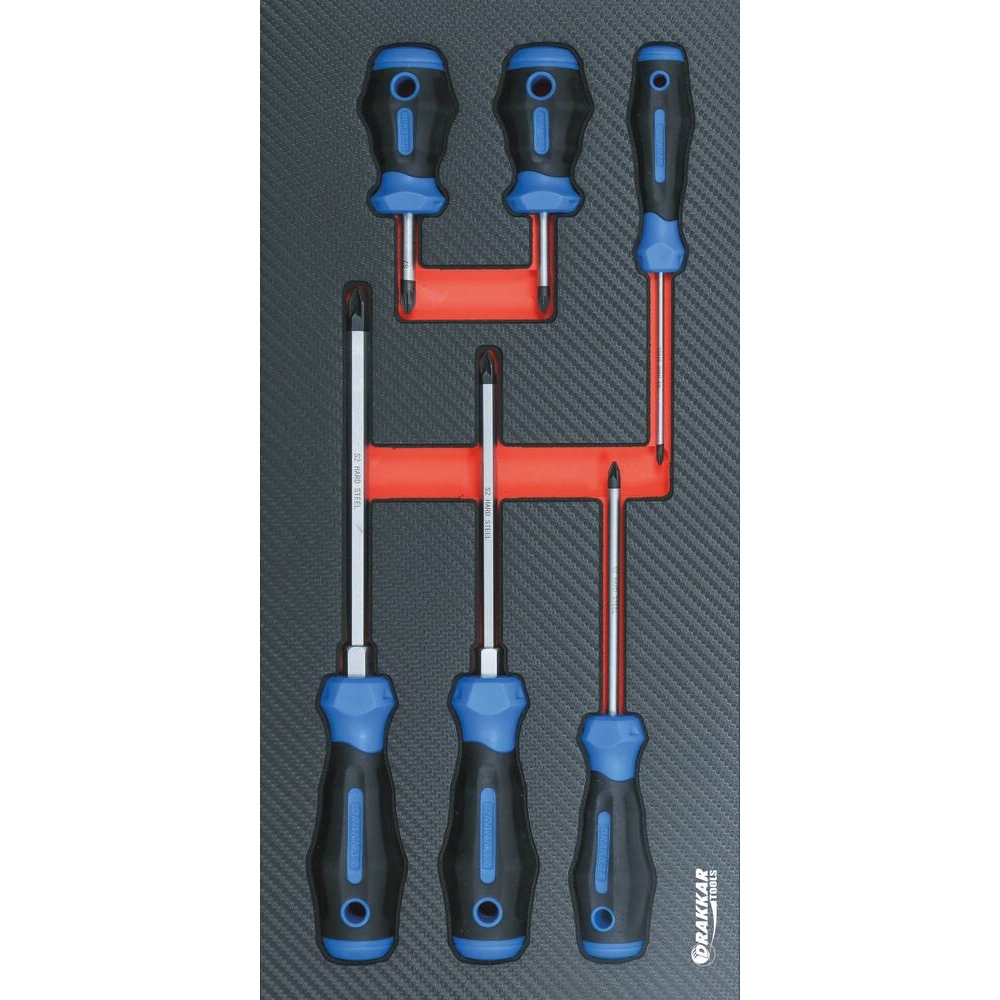 Module mousse 402x189mm carbone tournevis pozidriv - 6 pcs DRAKKAR TOOLS - 84261