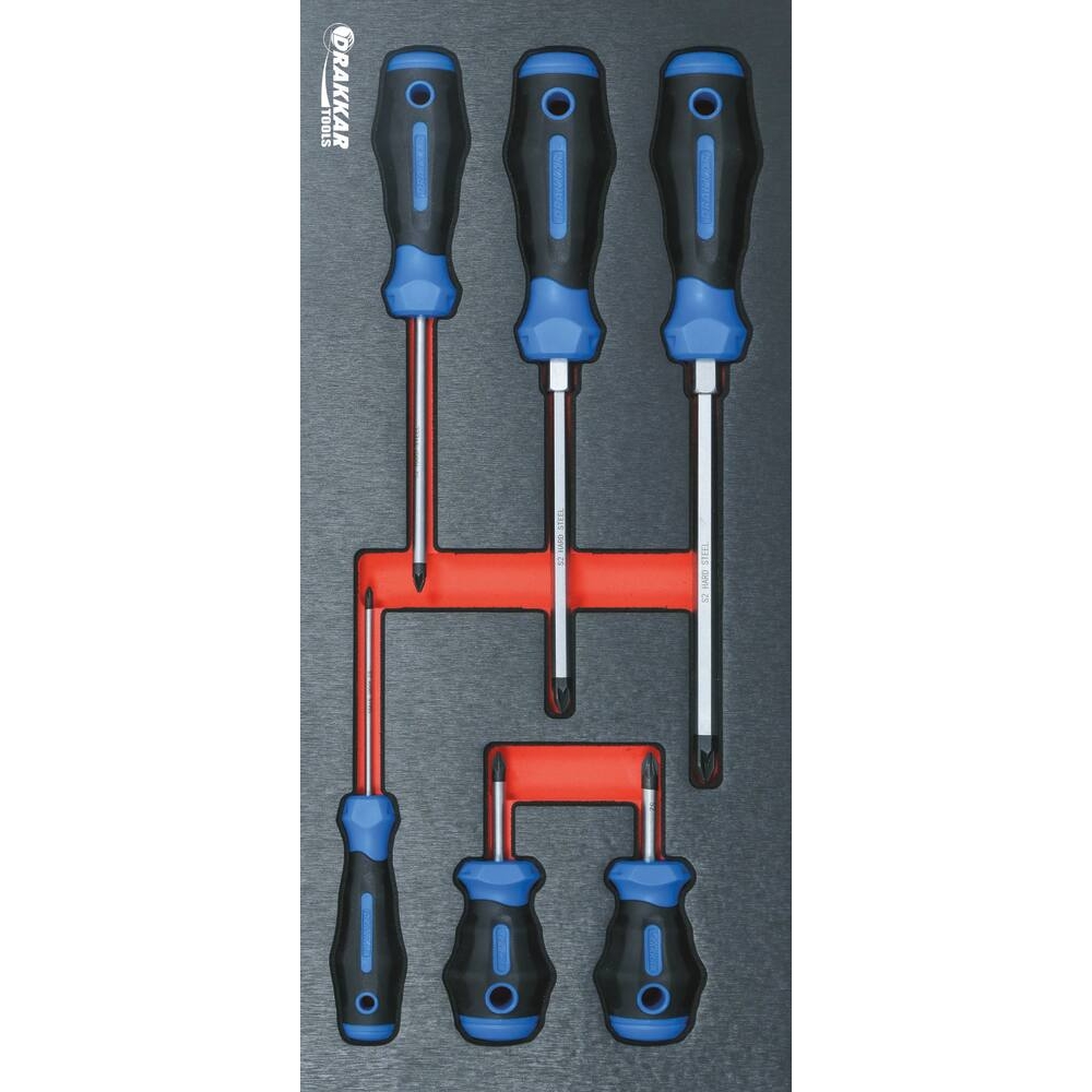 Module mousse 395x178mm métal tournevis pozidriv - 6 pcs DRAKKAR TOOLS - 84262
