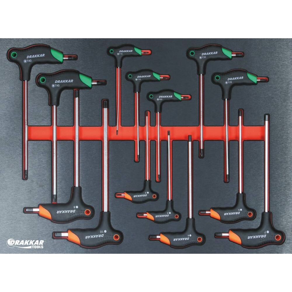 Module mousse 534x395mm métal tournevis avec poignée en T Hex/Torx - 14 pcs DRAKKAR TOOLS - 84266