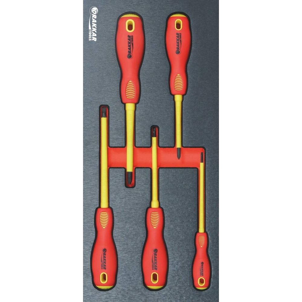 Module mousse 395x178x32mm métal tournevis plats isolés - 5 pcs DRAKKAR TOOLS - 84268