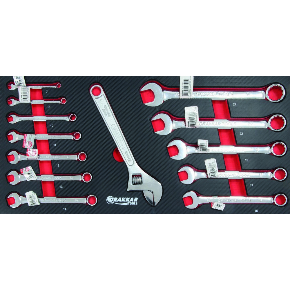 Module mousse carbone clés mixtes pour coffre - 13 pcs - DRAKKAR TOOLS - 84307