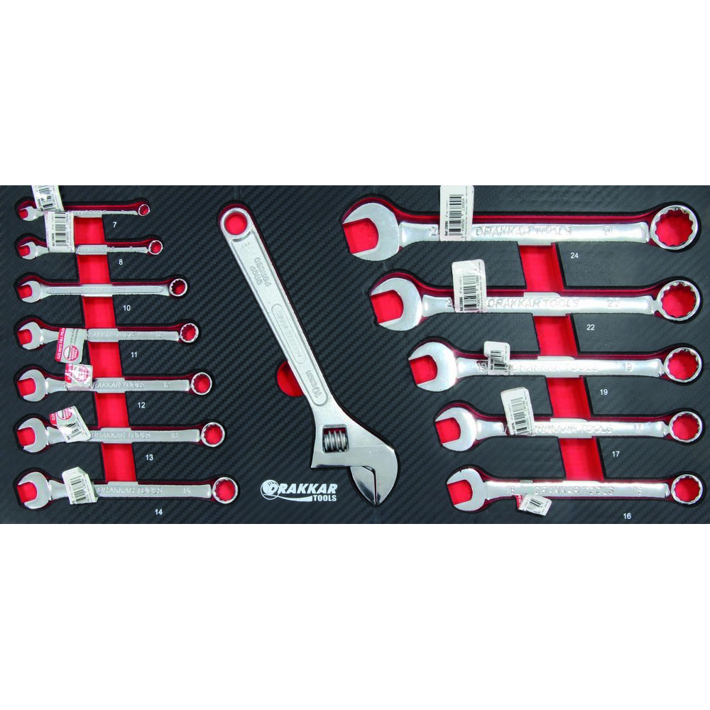 Module mousse carbone clés mixtes pour coffre - 13 pcs DRAKKAR TOOLS - 84307