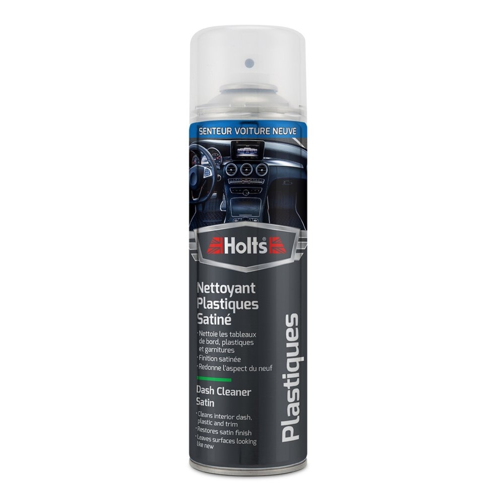 Nettoyant plastiques finition satinée senteur voiture neuve - aérosol de 500ml HOLTS - HO008212