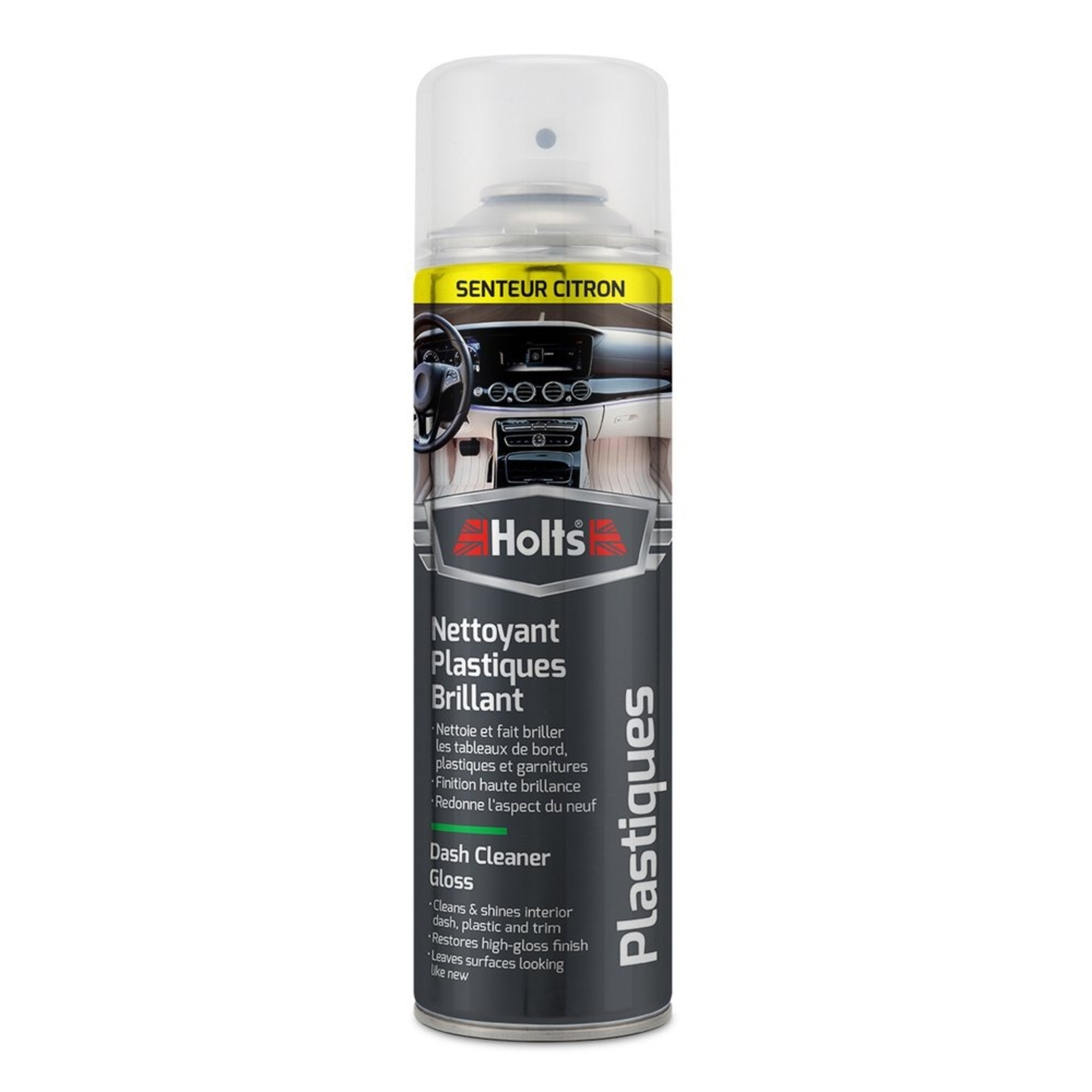 Nettoyant plastiques finition brillante senteur citron - aérosol de 500ml HOLTS - HO008243