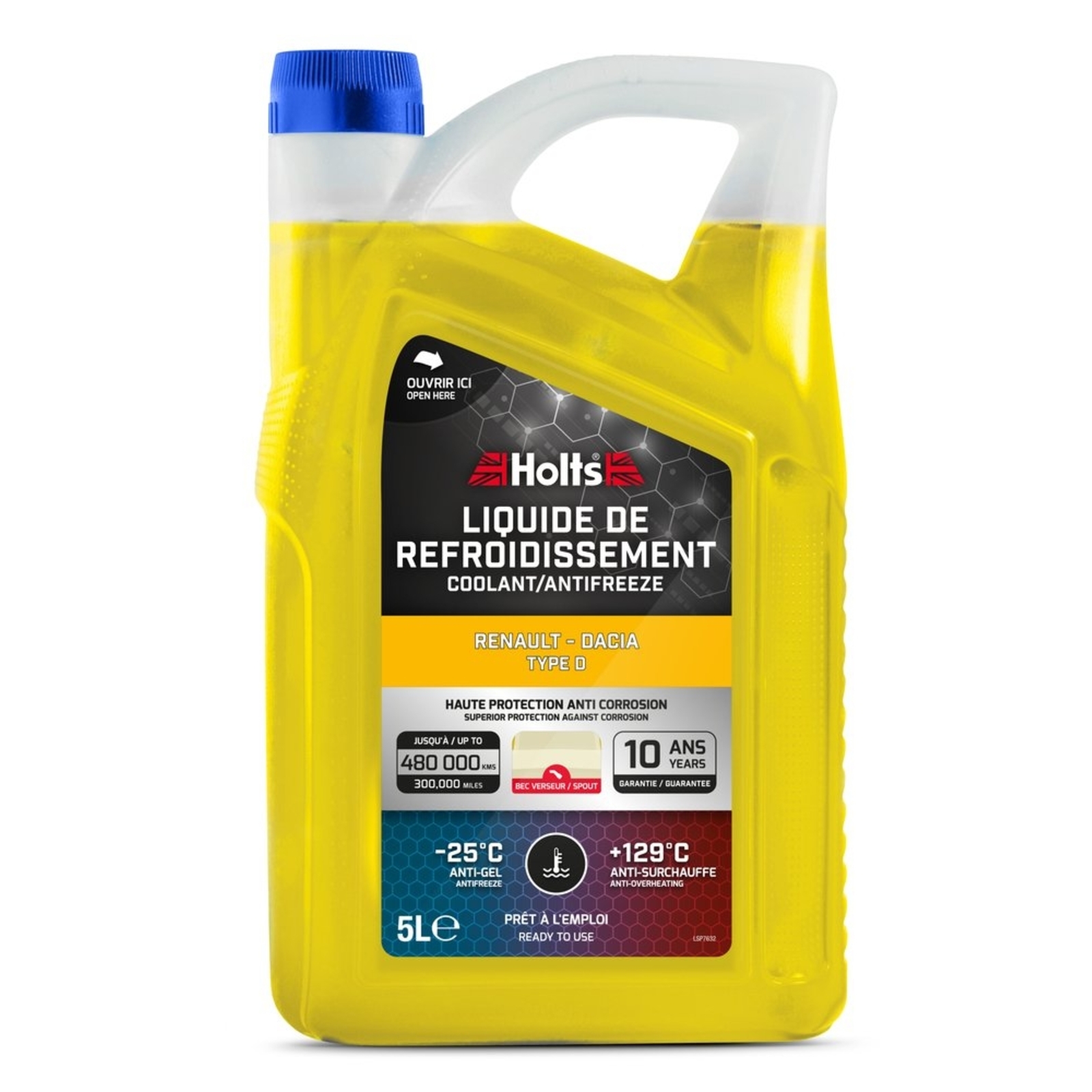 Liquide de refroidissement dédié Renault-Dacia type D - bidon avec bec de 5L HOLTS - HO012462