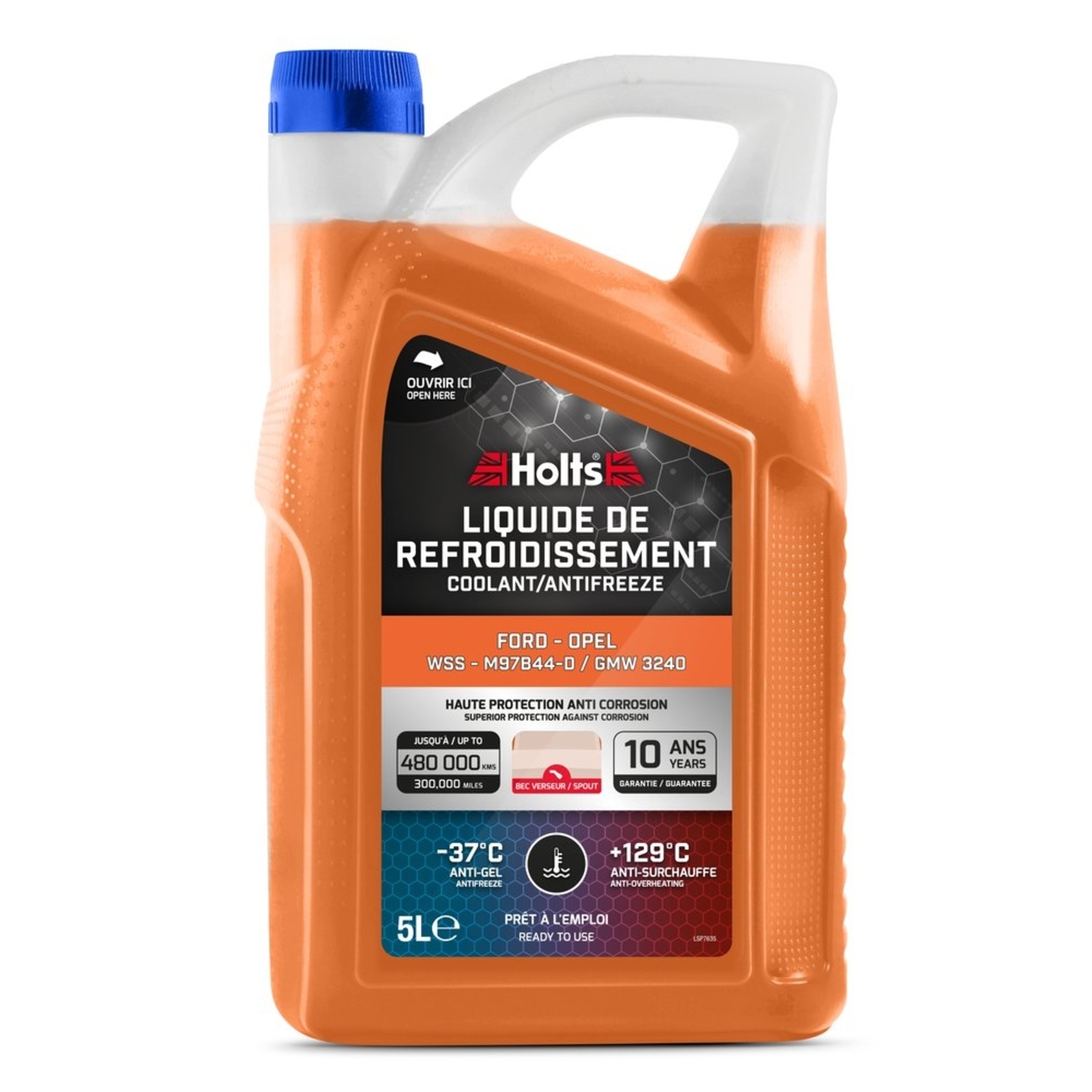 Liquide de refroidissement dédié Ford/ Opel WSS - M97B44-D / GMW 3240 - bidon 5L HOLTS - HO012523