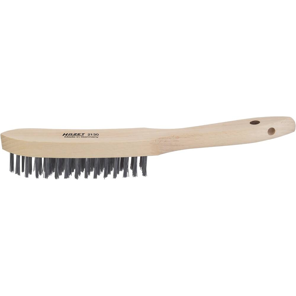 Brosse métallique fil acier 4 rangs 290mm avec manche bois incurvé HAZET - HZ012510