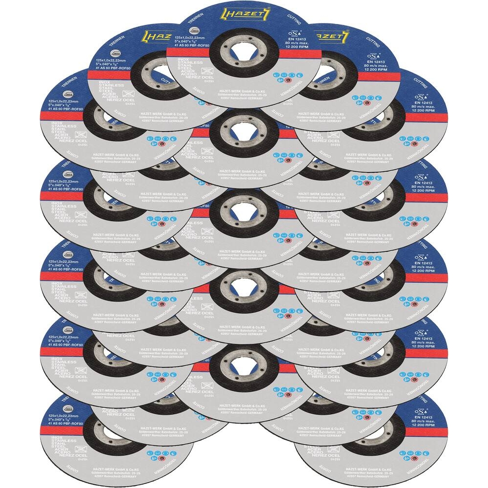 Disque à tronçonner acier/inox 125x1x22,23mm pour meuleuse d'angle HZ218325/HZ218950 - lot de 25 pcs HAZET - HZ219070