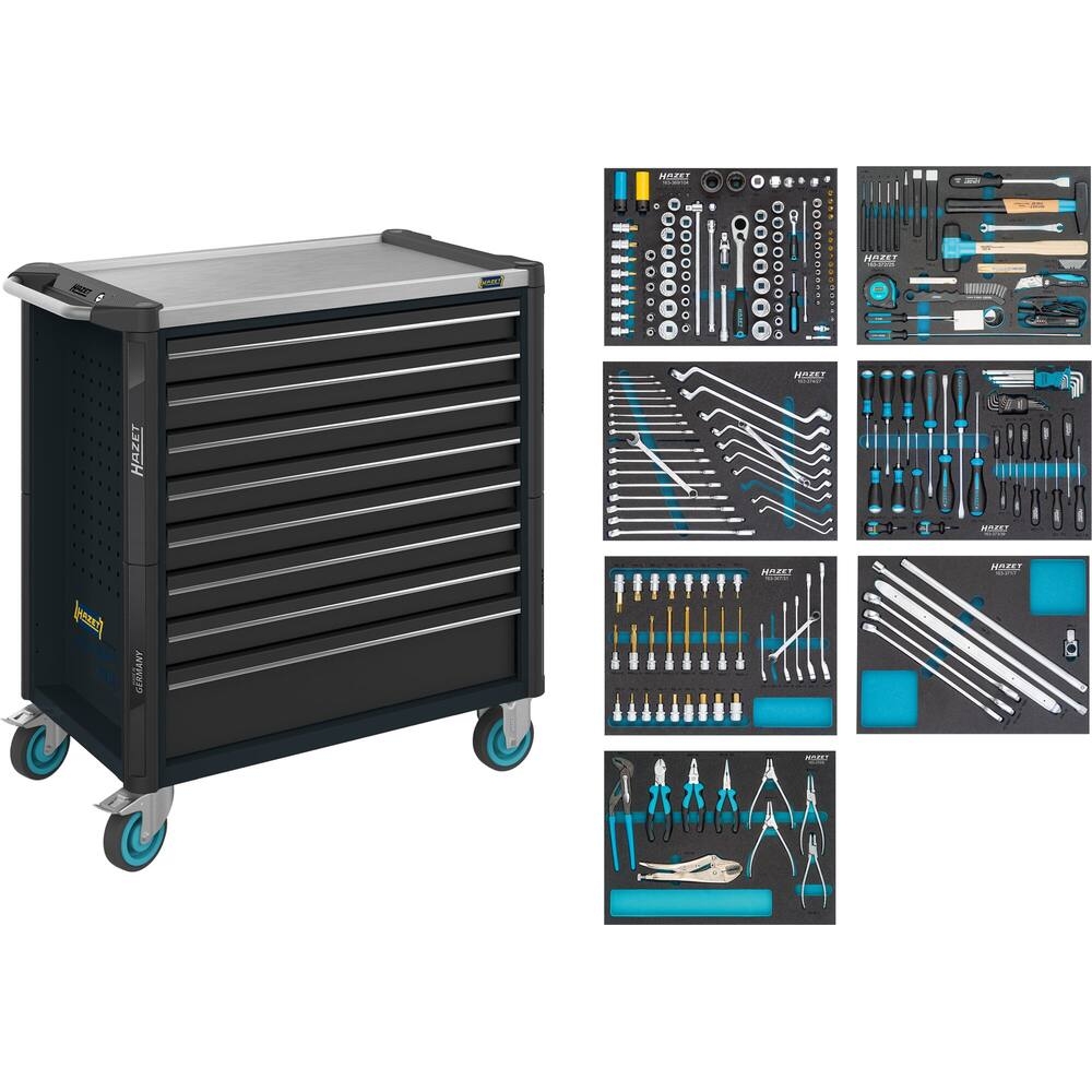 Servante d'atelier 8 tiroirs composée de 243 outils - modules mousse HAZET - HZ220250