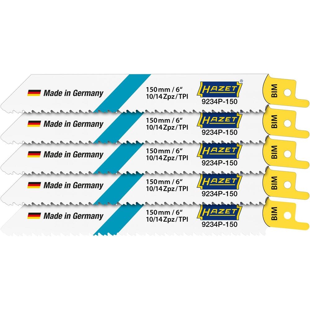 Lame de scie sabre flexibles pour le bois 130mm - lot de 5 pcs HAZET - HZ239405