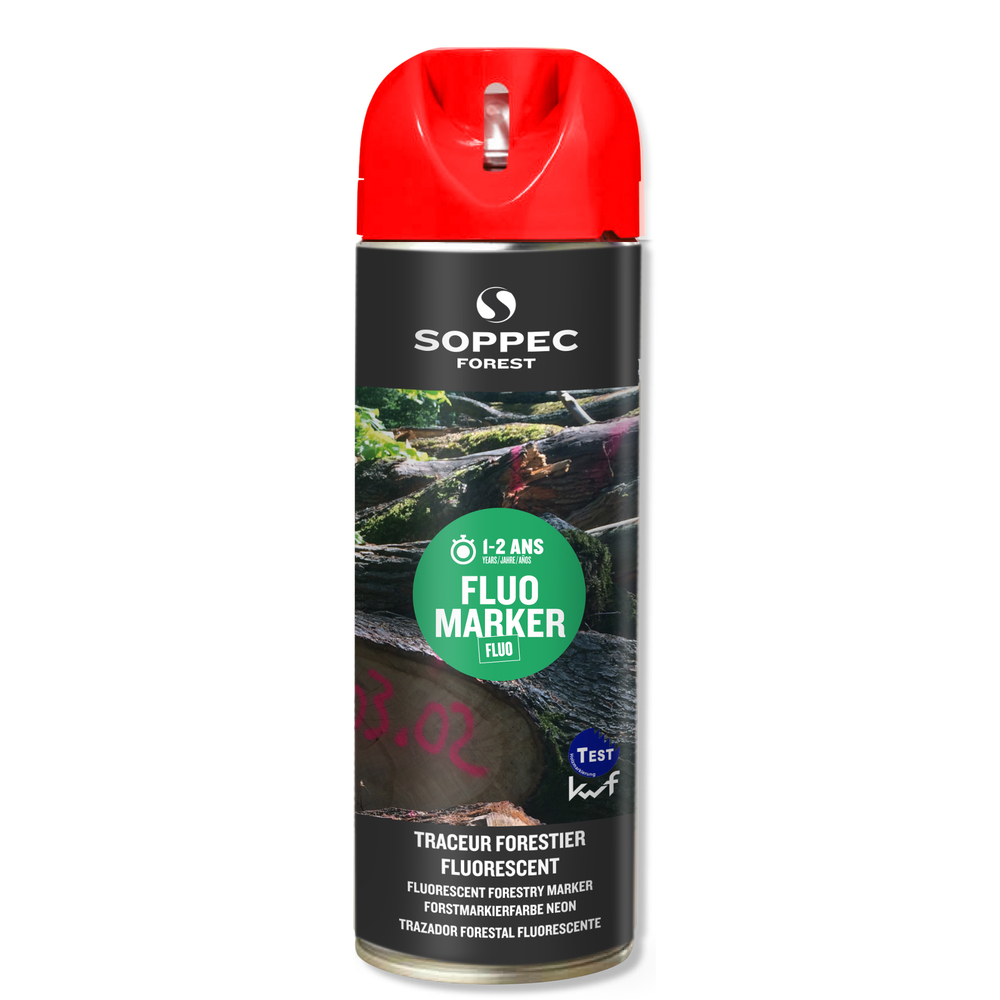 Bombe de peinture - Traceur forestier SOPPEC fluorescent rouge fluo 12 mois fluo marker - 131313