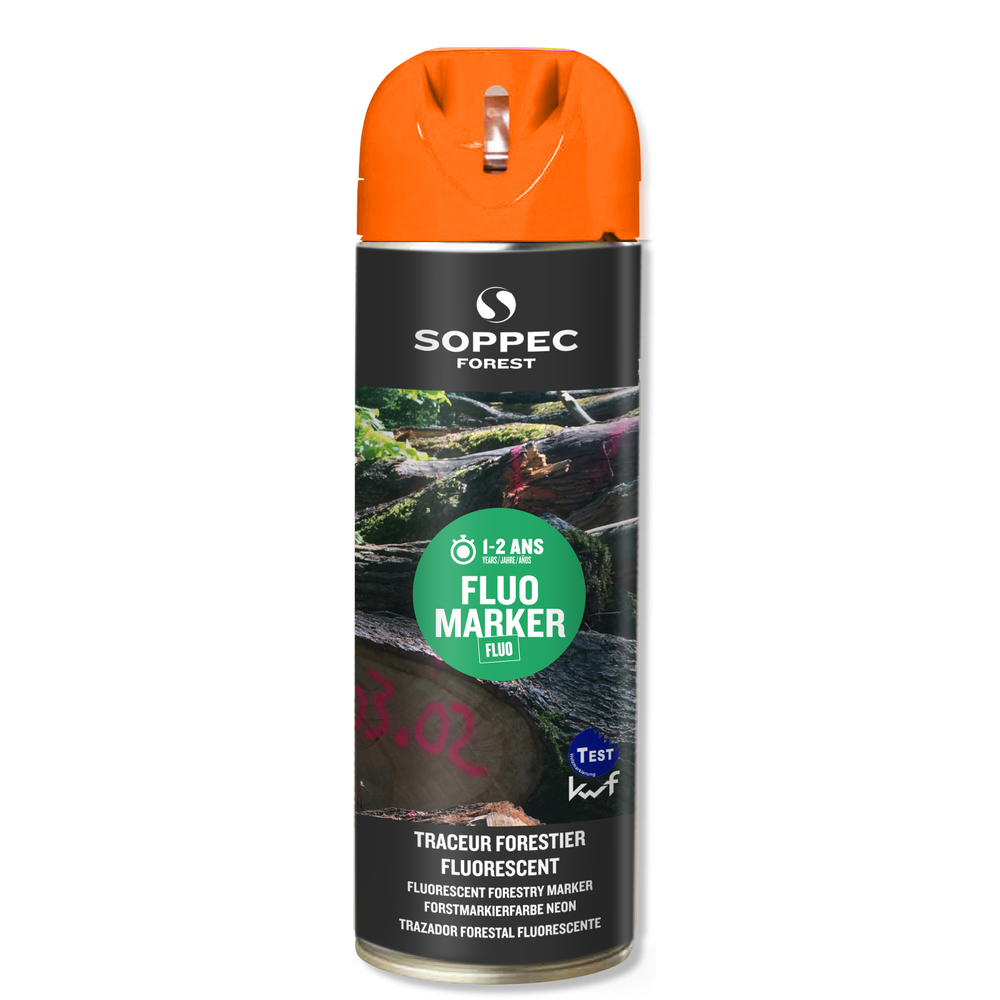 Bombe de peinture - Traceur forestier SOPPEC fluorescent orange fluo 12 mois fluo marker -131316