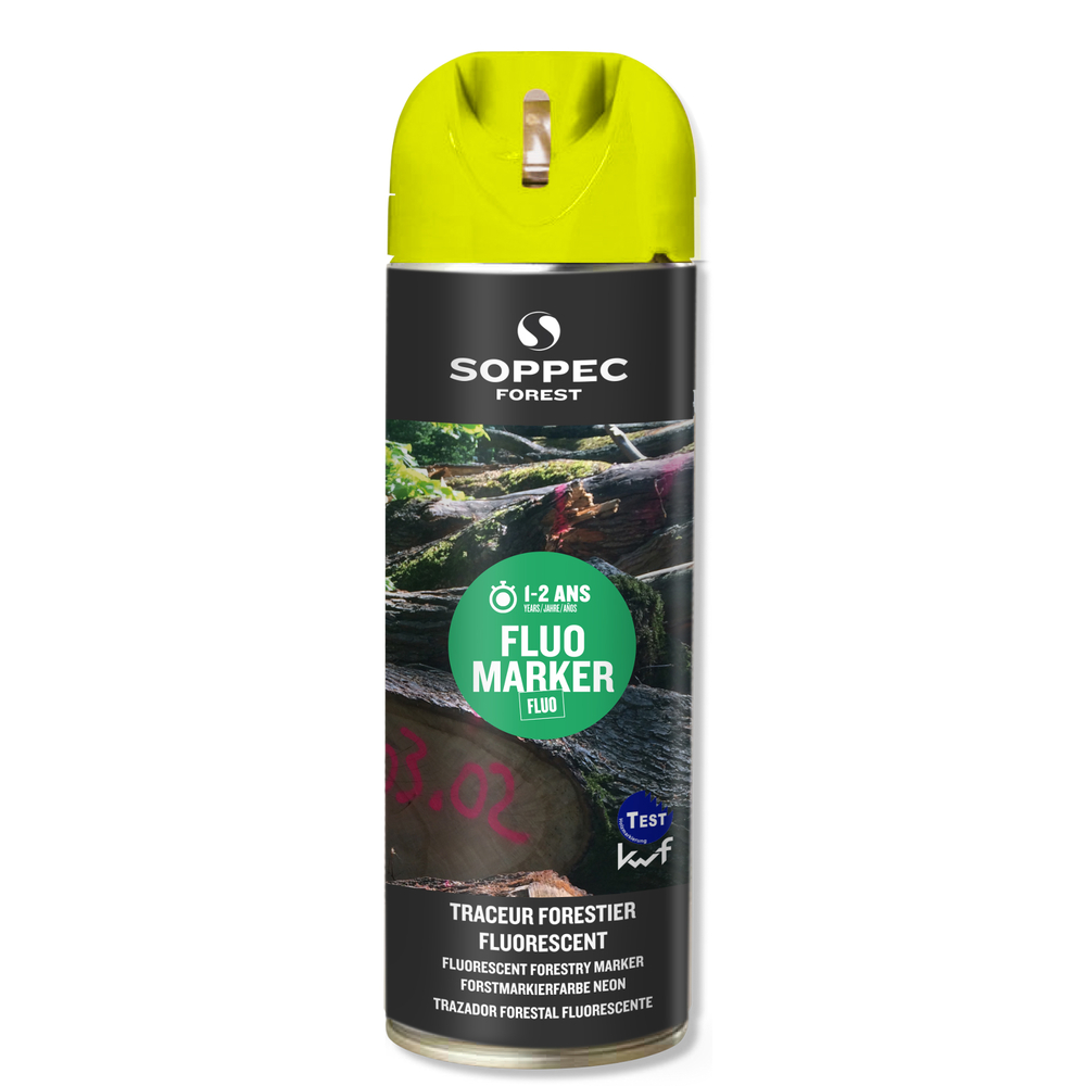 Bombe de peinture - Traceur forestier SOPPEC fluorescent jaune fluo 12 mois fluo marker - 131317