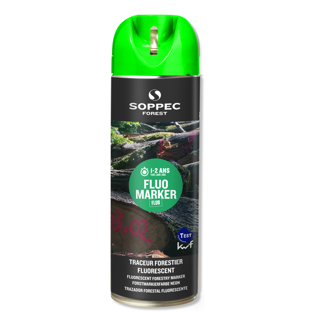 Bombe de peinture - Traceur forestier SOPPEC fluorescent vert fluo 12 mois fluo marker - 131318