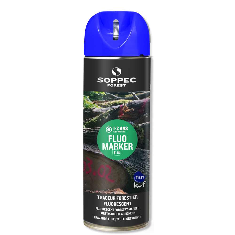 Bombe de peinture - Traceur forestier SOPPEC fluorescent bleu fluo 12 mois fluo marker - 131319