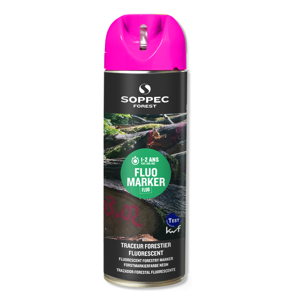Bombe de peinture - Traceur forestier SOPPEC fluorescent cerise fluo 12 mois fluo marker - 131325