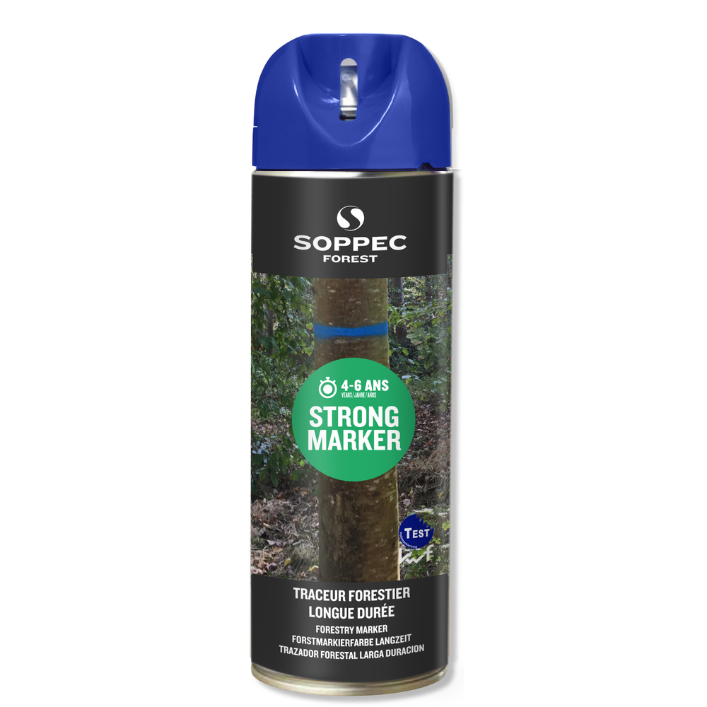 Bombe de peinture - Traceur forestier longue durée non fluorescent bleu 4-6 ans strong marker SOPPEC - 131701o