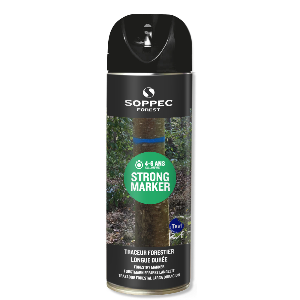 Bombe de peinture - Traceur forestier longue durée non fluorescent noir 4-6 ans strong marker SOPPEC - 131703o