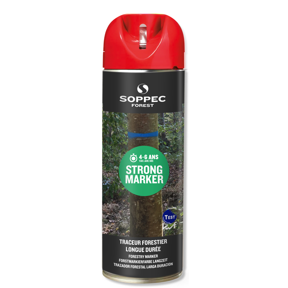 Bombe de peinture - Traceur strong marker SOPPEC longue durée rouge 4-6 ans - 131704o
