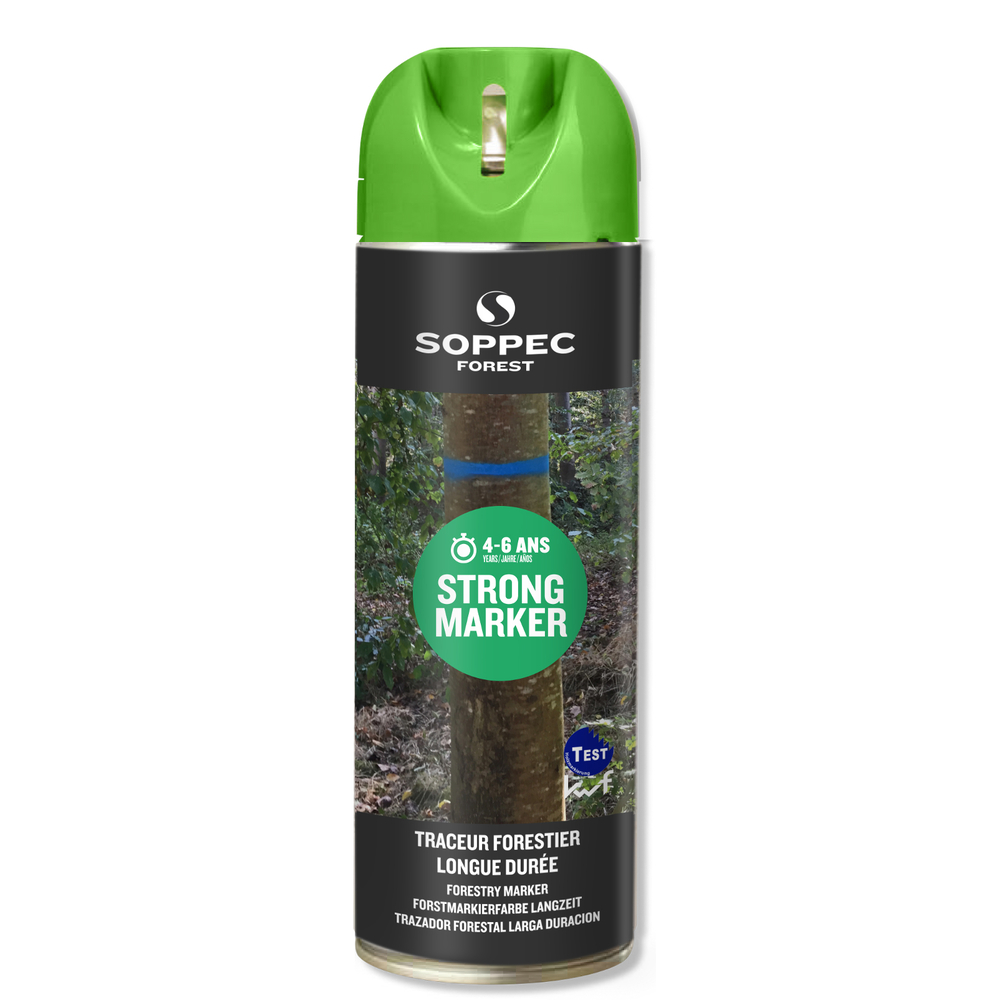 Bombe de peinture - Traceur forestier longue durée non fluorescent vert 4-6 ans strong marker SOPPEC - 131705o