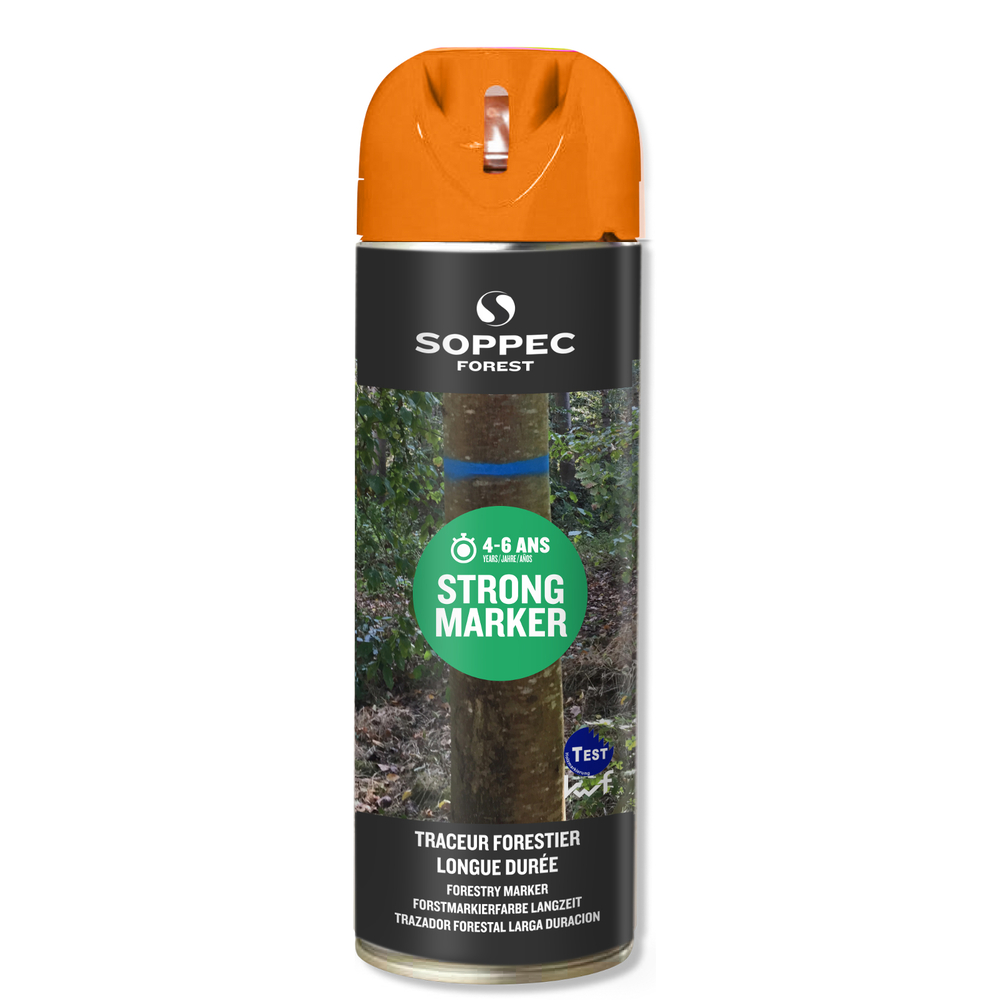 Bombe de peinture - Traceur forestier SOPPEC longue durée non fluorescent orange 4-6 ans strong marker - 131706