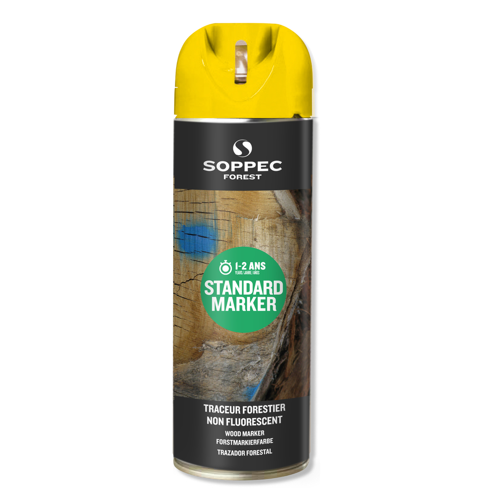 Bombe de peinture - Traceur forestier non fluorescent jaune 1-2 ans standard marker SOPPEC - 131902o