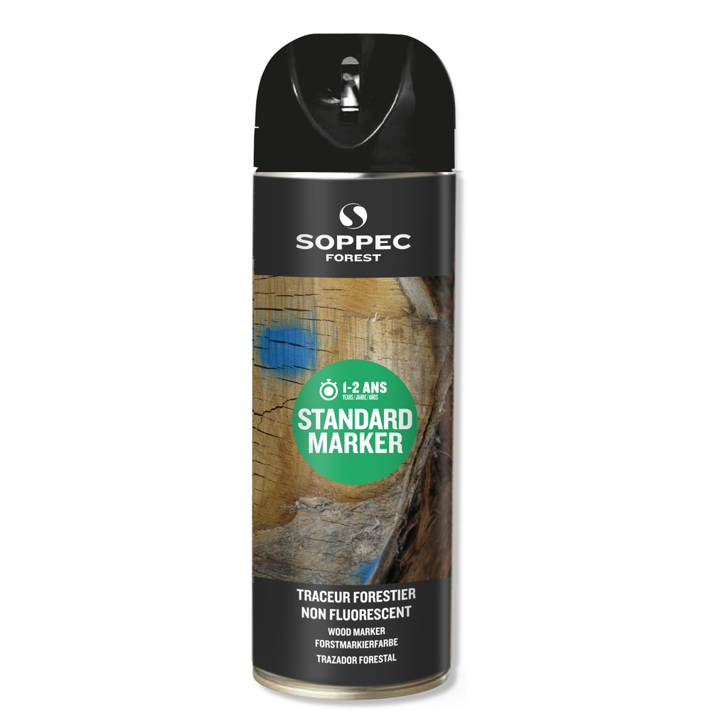 Bombe de peinture - Traceur forestier SOPPEC non fluorescent noir 1-2 ans standard marker - 131903