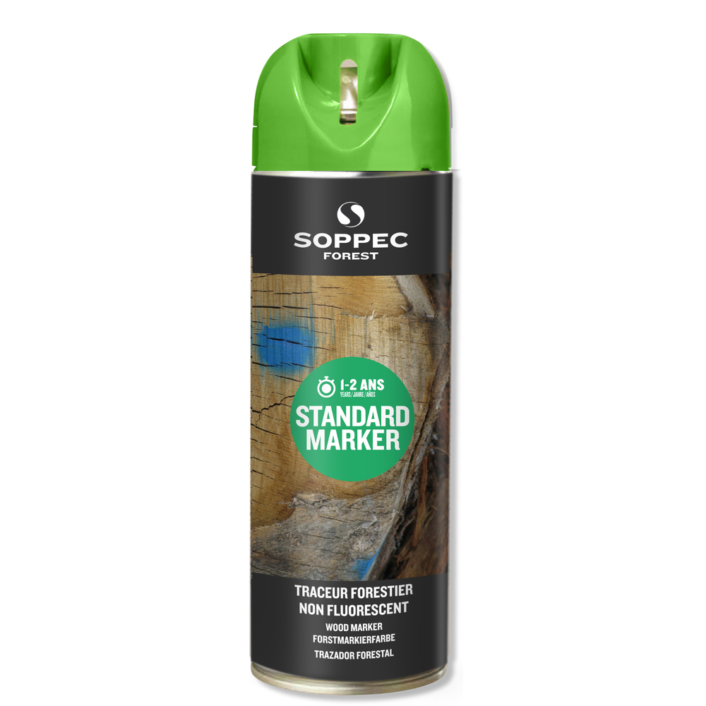 Bombe de peinture - Traceur forestier SOPPEC non fluorescent vert 1-2 ans standard marker - 131905